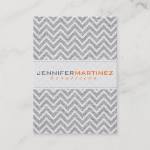 Light Grey Retro Chevron Pattern Linen Texture 3 Business Card
