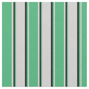 Light Grey, Sea Green, and Black Stripes Fabric