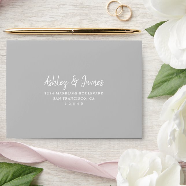 Light Grey Self-Addressed RSVP Envelope (Wedding)