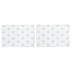 light grey Snow Stars, White background Pillowcase