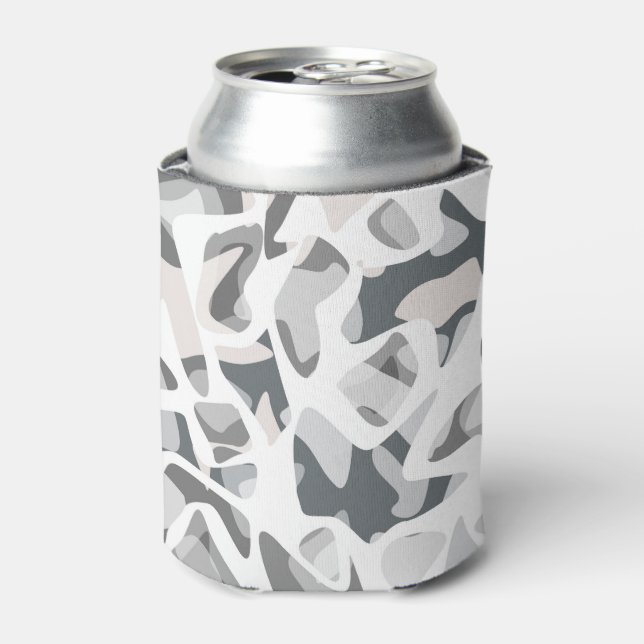 Light Grey Spots Abstract spotted pattern  Can Cooler (Can Front)