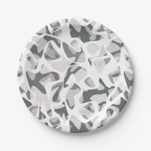 Light Grey Spots Abstract spotted pattern  Paper Plate