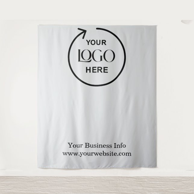 Light Grey Step & Repeat Logo Backdrop Tapestry (Front)