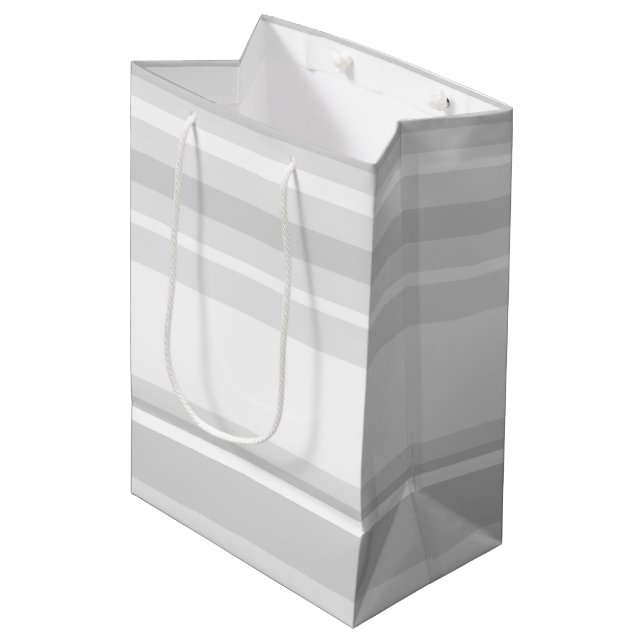 Light grey stripes medium gift bag (Front Angled)