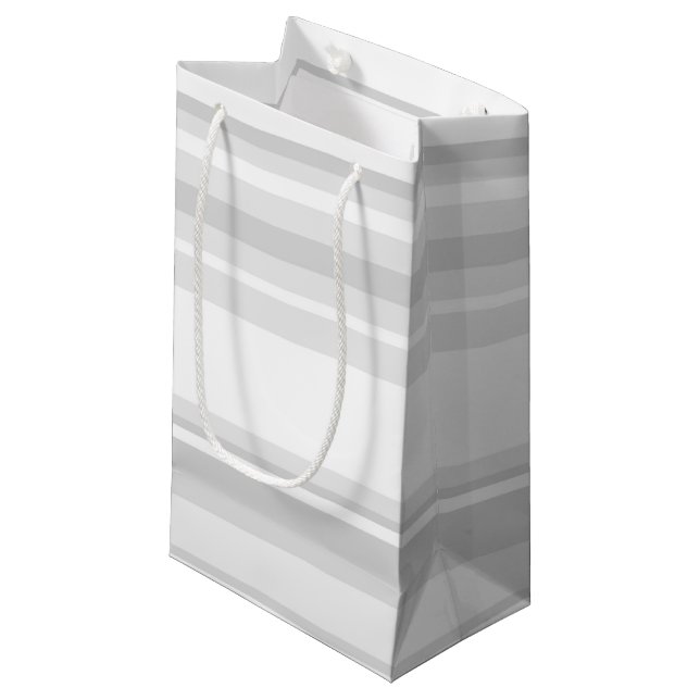 Light grey stripes small gift bag (Front Angled)