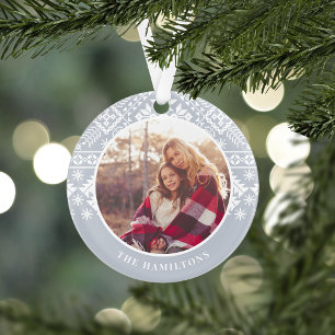 Light Grey Sweater Pattern   Photo Ornament