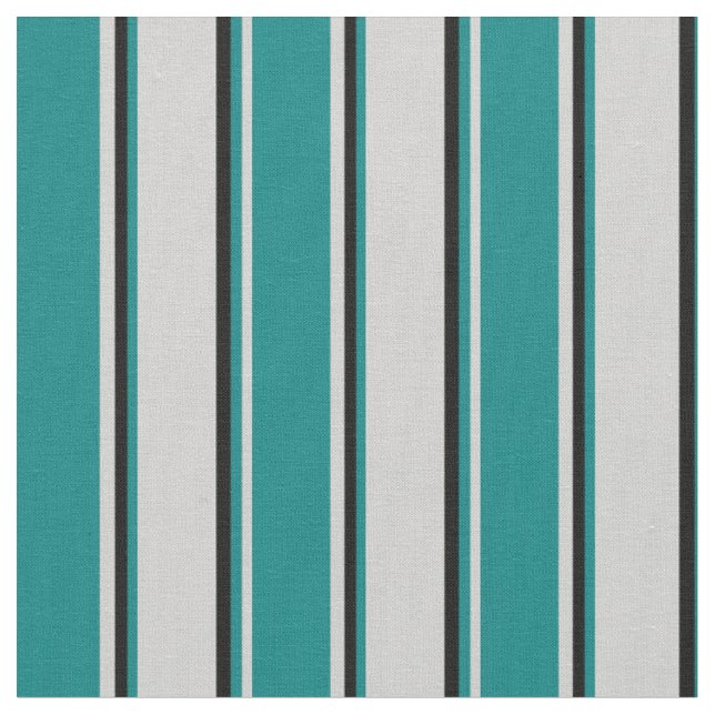 Light Grey, Teal, and Black Coloured Lines Fabric (Close Up)