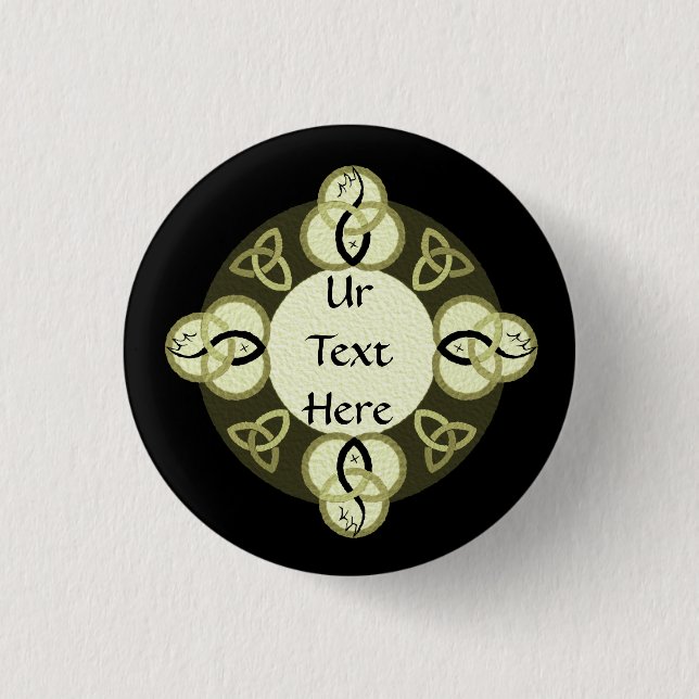 Light Grey Trinity and Black Fish Monogram 1 Inch Round Button (Front)