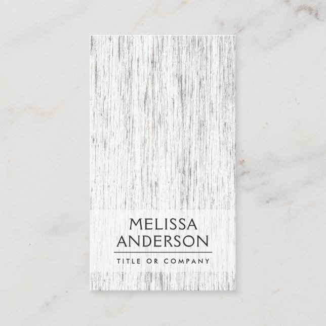 Light grey weathered wood minimalist professional business card (Front)