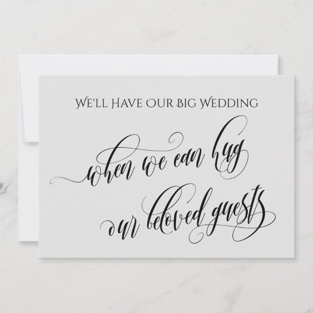 Light Grey When We Can Hug You Postponed Wedding Invitation (Front)
