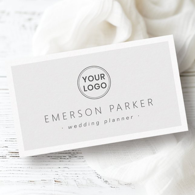 Light grey white border modern minimalist add logo business card (Light gray white border modern minimalist add logo business card)