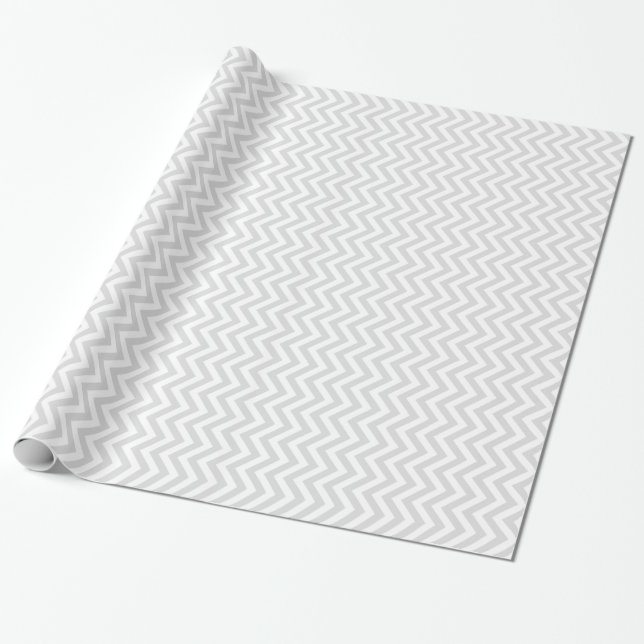Light Grey White Chevron Zig-Zag Pattern Wrapping Paper (Unrolled)