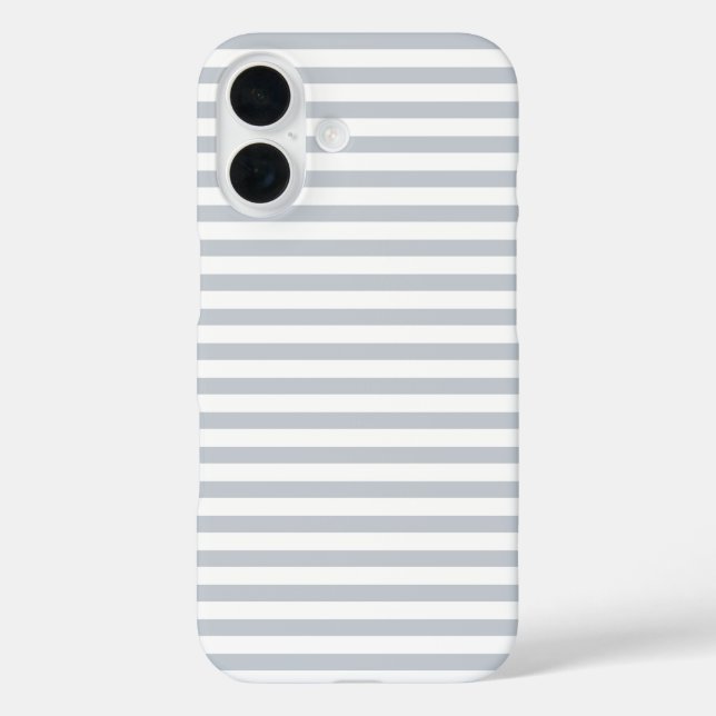 Light Grey & White Cute Horizontal Striped Case-Mate iPhone Case (Back)