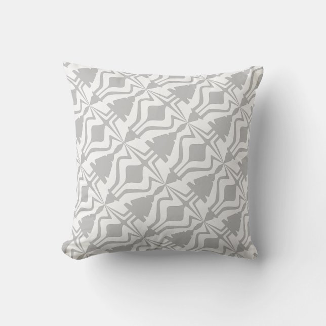 Light Grey White Diagonal Sound Wave Small Tiles Throw Pillow (Front)