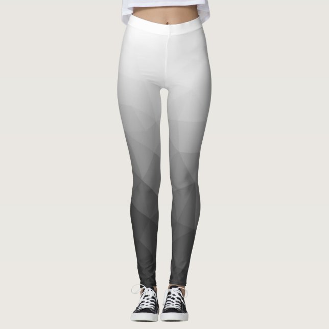 Light grey White Gradient Geometry Mesh Pattern Leggings (Front)