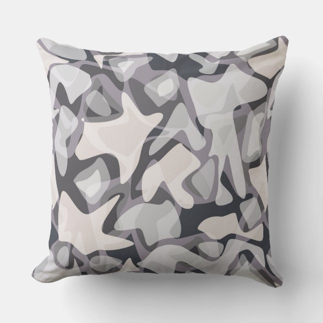Light grey-white grey light grey abstract  throw pillow (Front)