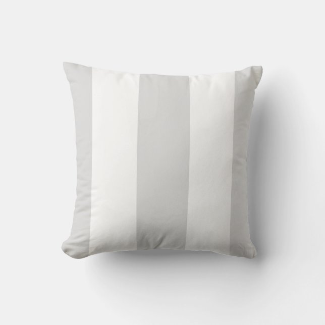 Light Grey White Huge Stripes Throw Pillow (Front)