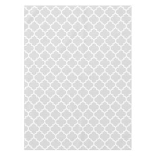 Light Grey White Moroccan Quatrefoil Pattern #5 Tablecloth