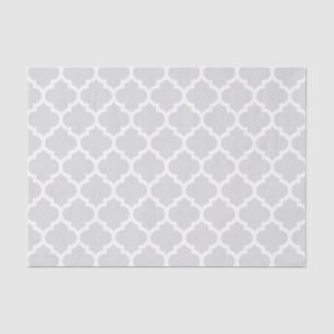 Light Grey White Moroccan Quatrefoil Pattern #5 Tissue Paper