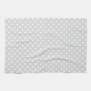 Light Grey White Polka Dot Pattern Kitchen Towel