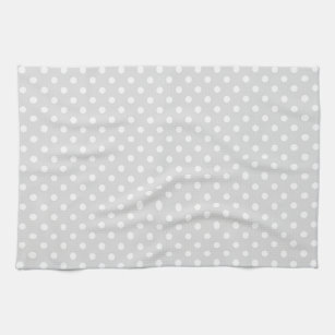 Light Grey White Polka Dot Pattern Kitchen Towel