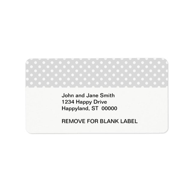 Light Grey White Polka Dot Pattern Label (Front)