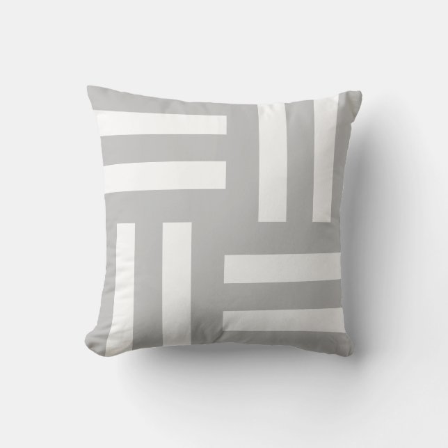 Light Grey & White Striped Throw Pillow (Front)