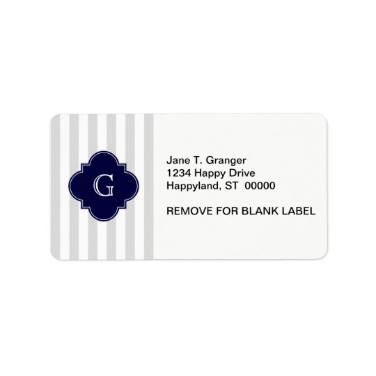 Light Grey White Stripes, Navy Blue Label Monogram