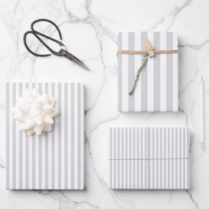 Light Grey & White Stripes Wrapping Paper Sheet