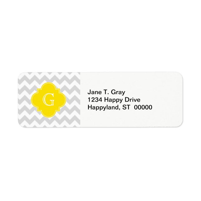 Light Grey Wht Chevron Yellow Quatrefoil Monogram (Front)