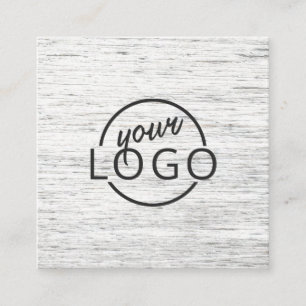 Light grey wood custom logo square business card
