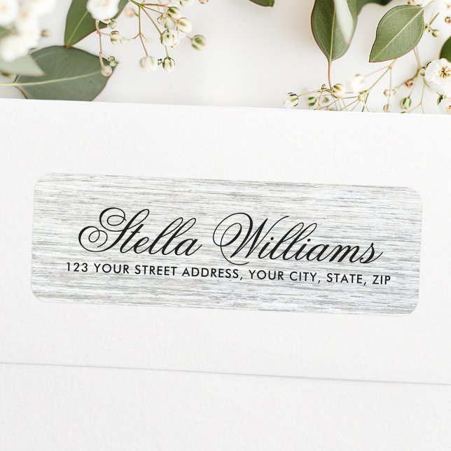 Light grey wood grain calligraphy script address (Light gray wood grain calligraphy script address label)