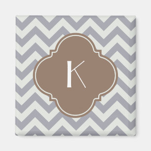 Light Grey Zigzag Custom Monogram Magnet