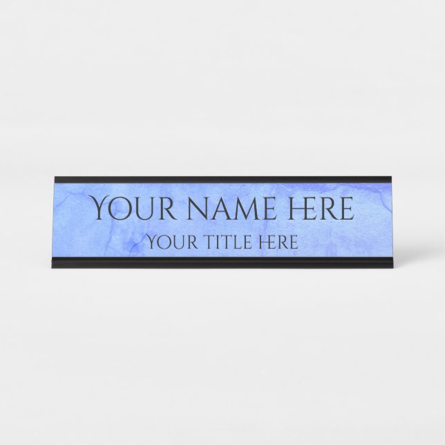 Light grungy blue simple professional modern desk name plate (Front)