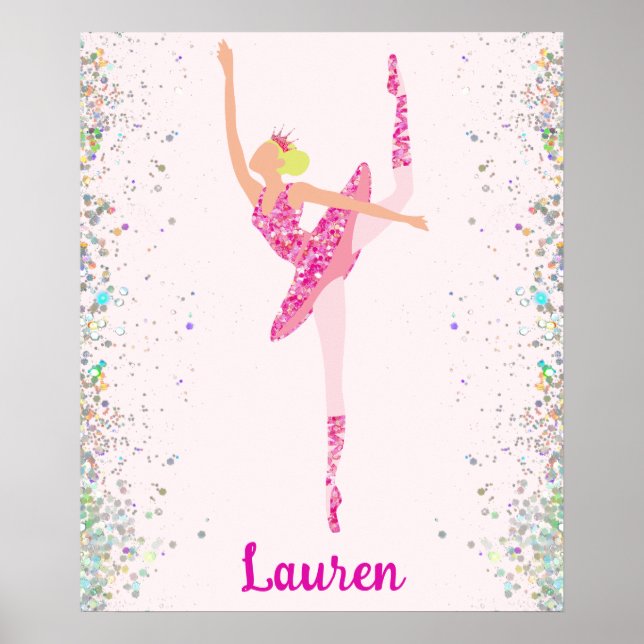 Light Hair Pink Glitter Dress Pirouette Ballerina Poster (Front)