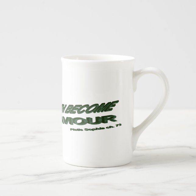 Light Hath Become My Saviour - Green Bone China Mug (Right)