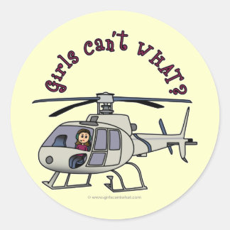 Light Helicopter Pilot Girl Classic Round Sticker