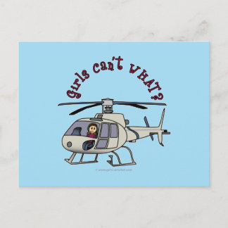 Light Helicopter Pilot Girl Postcard