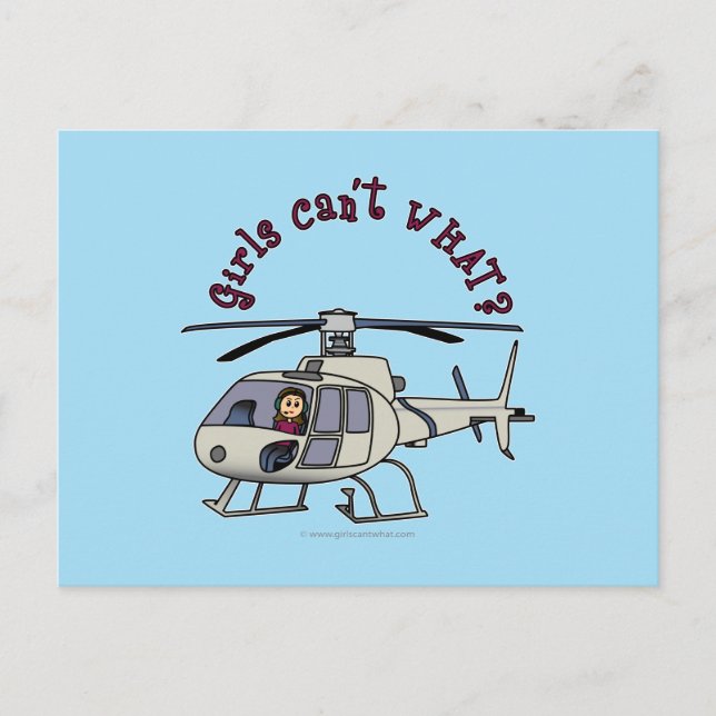 Light Helicopter Pilot Girl Postcard (Front)