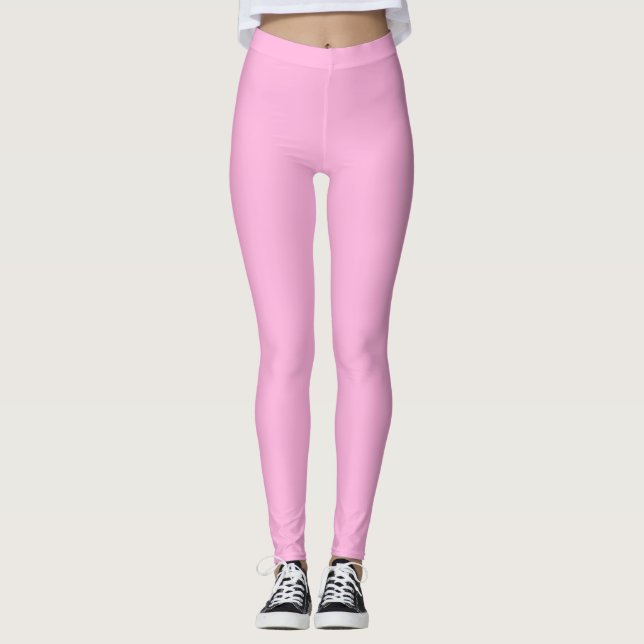 Light Hot Pink Solid Colour Leggings (Front)