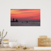 Light house against majestic sunset on channel in poster (Kitchen)