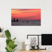 Light house against majestic sunset on channel in poster (Home Office)