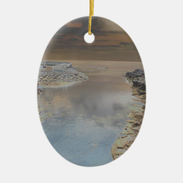 Light house in Cascais Portugal Ceramic Ornament (Front)