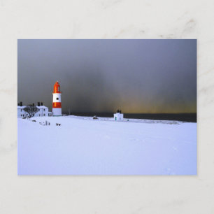 Light House in Winter Snow Postcard
