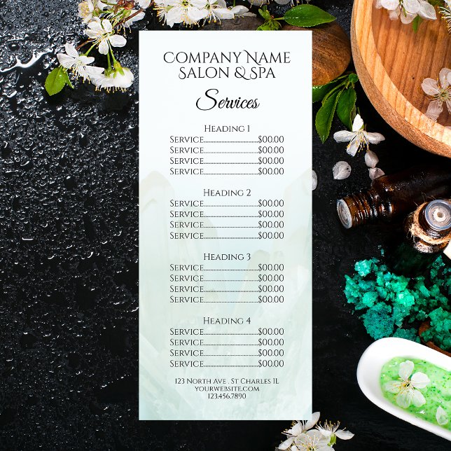 Light Ice Blue Crystals Spa Salon Service Menu (Creator Uploaded)