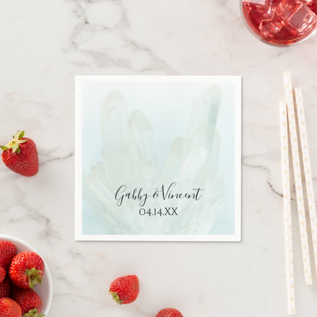 Light Ice Blue Crystals Wedding Napkin (Insitu)