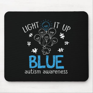 Light It Up Autism Puzzle Piece (blue) Mouse Pad
