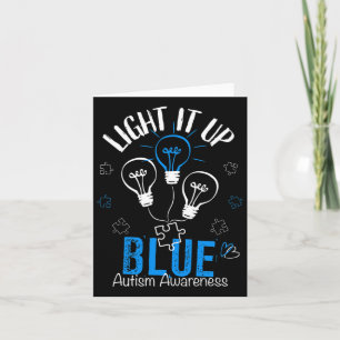 Light It Up Blue Autism Awareness Autistic Puzzle Card