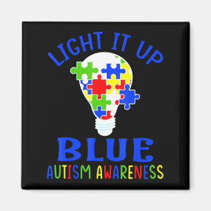 Light It Up Blue Autism Awareness Autistic Puzzle  Magnet