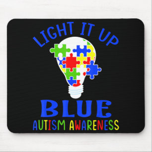Light It Up Blue Autism Awareness Autistic Puzzle  Mouse Pad